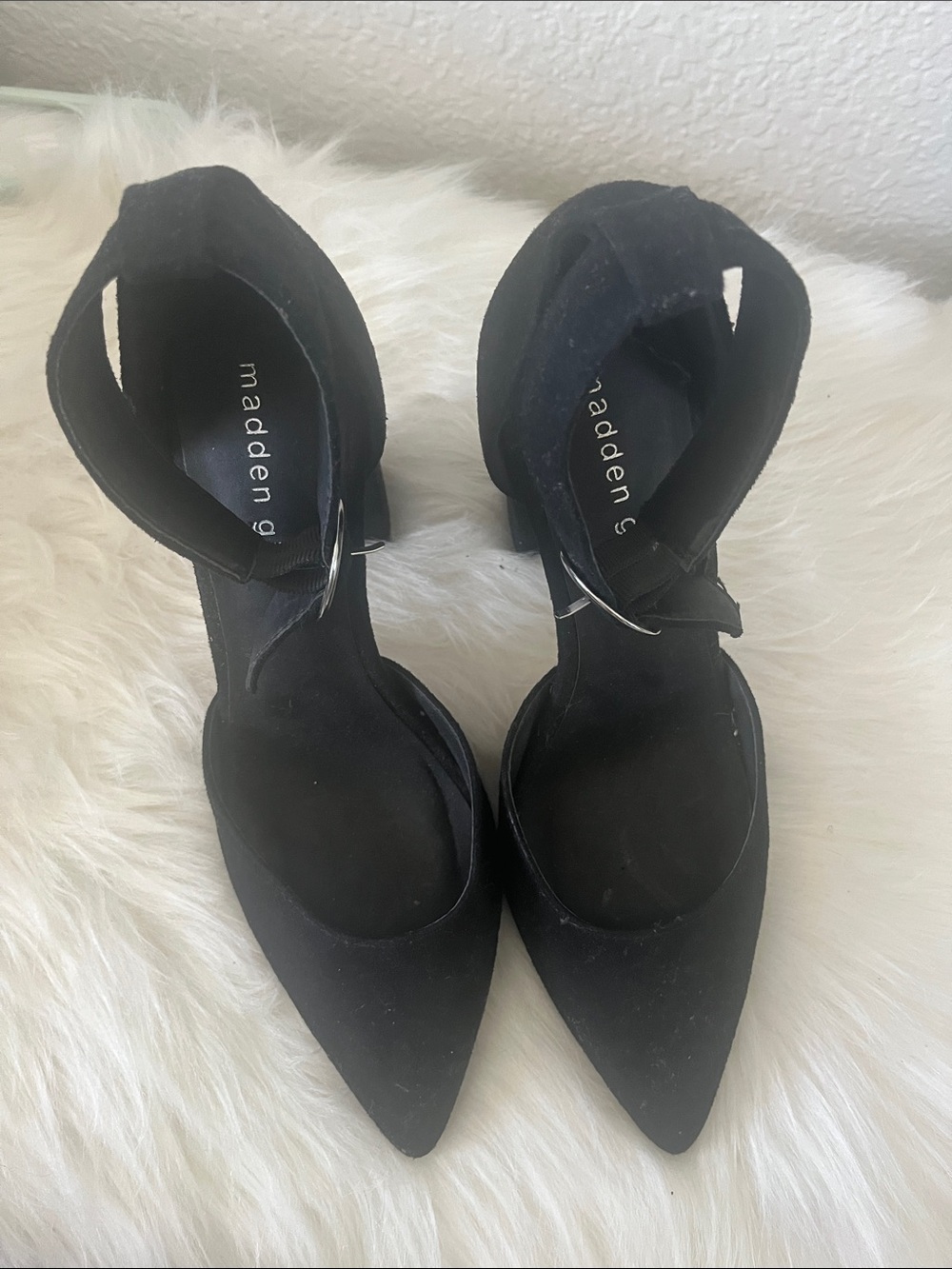 Madden Girl Black Pointed Ankle-Strap Pumps